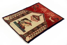 Corner detail of 1990s Tabriz rug showing border pattern and Wool pile