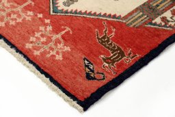 Backside of handmade 1990s Tabriz rug showing knot structure and weave density