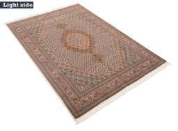 Full view of New Tabriz rug from Iran / Persia, 243 × 175 cm in Beige tones