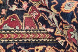 Full view of 1900s Tehran rug from Iran / Persia, 195 × 132 cm in Dark blue tones