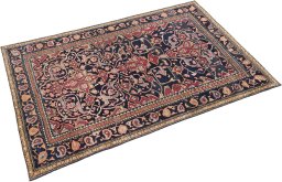 Corner detail of 1900s Tehran rug showing border pattern and Wool pile