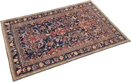 Close-up detail of 1900s Tehran rug from Iran / Persia showing Wool weave