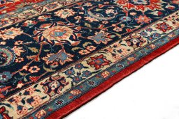 Close-up detail of 1950s Tehran rug from Iran / Persia showing Wool weave
