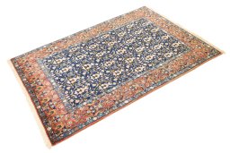 Close-up detail of 1940s Varamin rug from Iran / Persia showing Wool weave