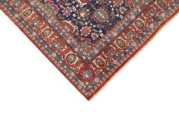 Backside of handmade 1950s Varamin rug showing knot structure and weave density