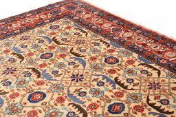 Close-up detail of 2000s Varamin rug from Iran / Persia showing Wool weave
