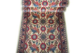 Full view of New Varamin rug from Iran / Persia, 293 × 74 cm in Beige tones