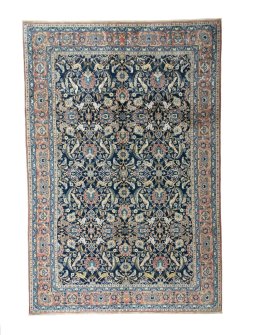 Full view of 2000s Varamin rug from Iran / Persia, 300 × 200 cm in Blue tones