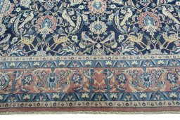 Full view of 2000s Varamin rug from Iran / Persia, 300 × 200 cm in Blue tones