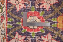 Close-up detail of 1980s Varamin rug from Iran / Persia showing Wool weave