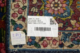 Close-up detail of 1920s Yazd rug from Iran / Persia showing Wool weave