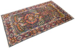 Close-up detail of 1920s Yazd rug from Iran / Persia showing Wool weave