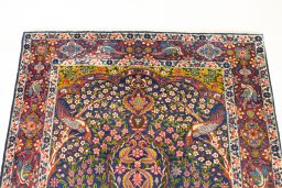 Surface texture of 1920s Yazd rug with natural Wool and intricate pattern