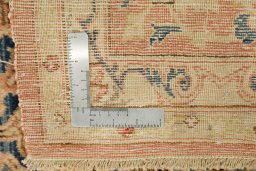 Corner detail of 1950s Yazd rug showing border pattern and Wool pile