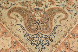 Central medallion detail of 1950s Yazd rug from Iran / Persia