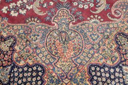 Central medallion detail of 1930s Yazd rug from Iran / Persia