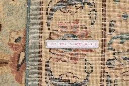 Close-up detail of 1930s Yazd rug from Iran / Persia showing Wool weave