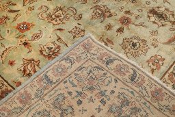 Full view of 1930s Yazd rug from Iran / Persia, 400 × 300 cm in Blue tones