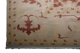 Close-up detail of New Yazd rug from Iran / Persia showing Wool weave