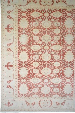 Full view of New Yazd rug from Iran / Persia, 482 × 368 cm in Red tones