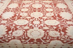 Backside of handmade New Yazd rug showing knot structure and weave density