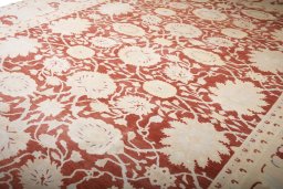 Full view of New Yazd rug from Iran / Persia, 482 × 368 cm in Red tones
