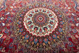 Central medallion detail of 2000s Yazd rug from Iran / Persia