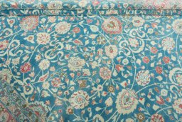 Close-up detail of 1930s Yazd rug from Iran / Persia showing Wool weave