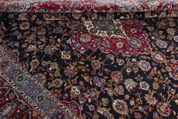 Close-up detail of 2000s Yazd rug from Iran / Persia showing Wool weave