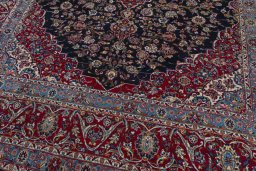Close-up detail of 2000s Yazd rug from Iran / Persia showing Wool weave