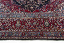 Full view of 2000s Yazd rug from Iran / Persia, 422 × 301 cm in Blue tones
