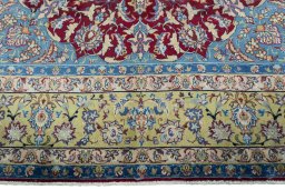Full view of 2000s Yazd rug from Iran / Persia, 360 × 248 cm in Red tones