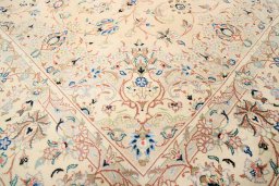 Close-up detail of 2000s Yazd rug from Iran / Persia showing Wool weave