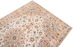 Surface texture of 2000s Yazd rug with natural Wool and intricate pattern