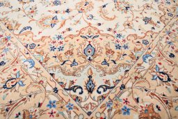 Close-up detail of 2000s Yazd rug from Iran / Persia showing Wool weave