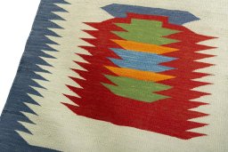 Surface texture of New Kilim Sofre rug with natural Wool and intricate pattern