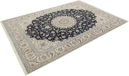 Close-up detail of New Nain 6La with Silk rug from Iran / Persia showing Wool weave