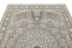 Surface texture of New Nain 6La with Silk rug with natural Wool and intricate pattern