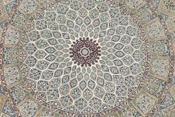 Close-up detail of New Nain 6La with Silk rug from Iran / Persia showing Wool weave