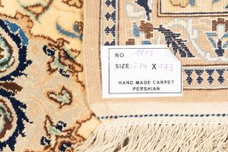 Full view of New Nain 6La with Silk rug from Iran / Persia, 294 × 173 cm in Blue tones