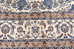 Close-up detail of 2020s Nain 6La with Silk rug from Iran / Persia showing Wool weave