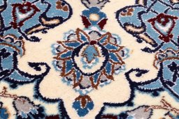 Backside of handmade 2020s Nain 6La with Silk rug showing knot structure and weave density