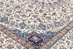 Backside of handmade 2020s Nain 6La with Silk rug showing knot structure and weave density