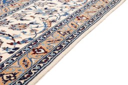Close-up detail of 2020s Nain 6La with Silk rug from Iran / Persia showing Wool weave