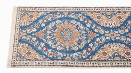 Close-up detail of New Nain 6La with Silk rug from Iran / Persia showing Wool weave