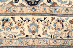 Close-up detail of 2019s Nain 6La with Silk rug from Iran / Persia showing Wool weave