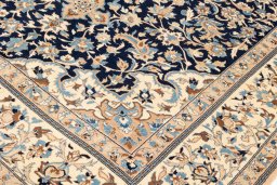 Backside of handmade 2019s Nain 6La with Silk rug showing knot structure and weave density