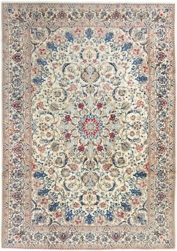 Full view of 2020s Nain 6La with Silk rug from Iran / Persia, 300 × 205 cm in Beige tones
