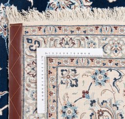 Close-up detail of New Nain 6La with Silk rug from Iran / Persia showing Wool weave