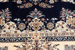 Close-up detail of 2021s Nain 6La with Silk rug from Iran / Persia showing Wool weave